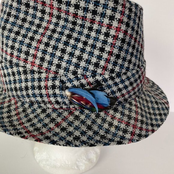 Vintage Biltmore Canada Houndstooth Tweed Fedora Hat Men's Size 7 1/4 Gray - Picture 4 of 12